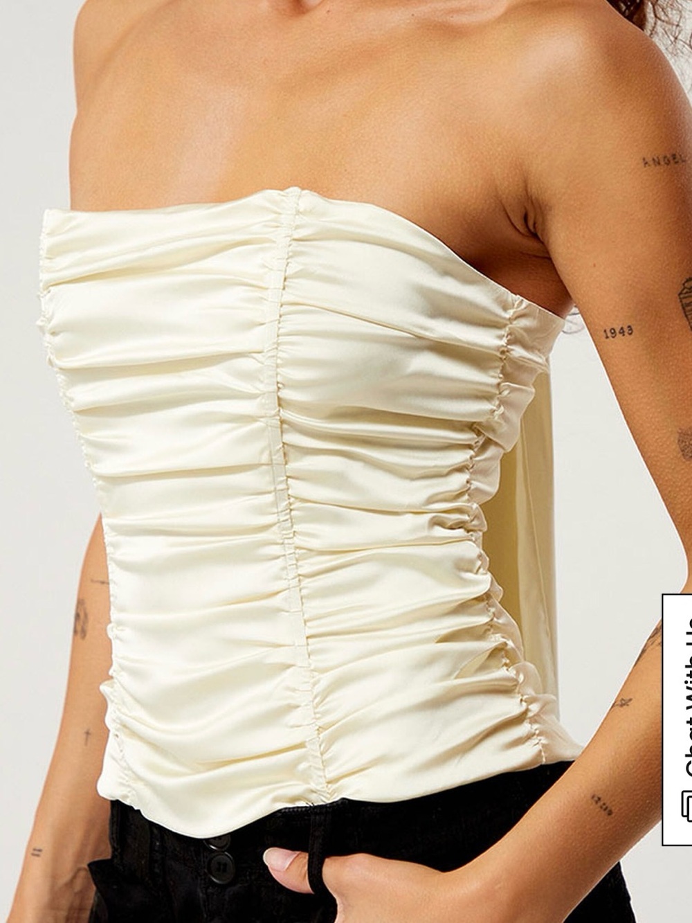 Lioness Ivory Satin Strapless Corset Top